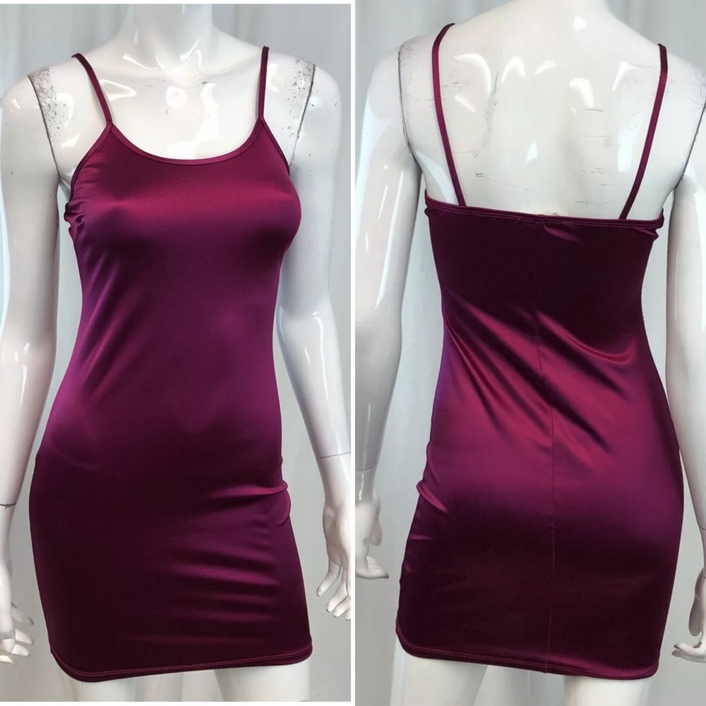 Pink stretchy satin Bodycon bandage tank dress